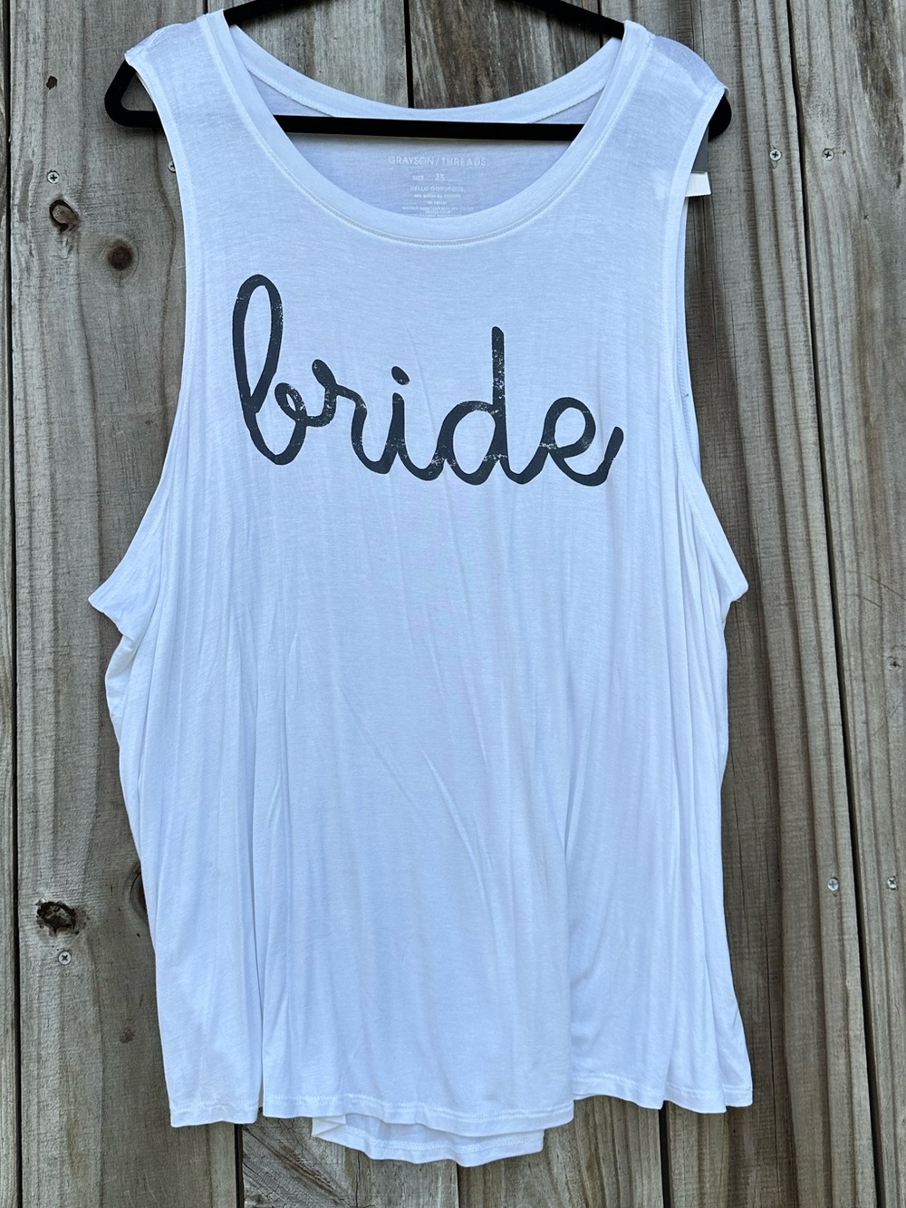 Grayson Threads Cream Tank “Bride” Subtle Gray Graphic Women’s Plus Size 3X